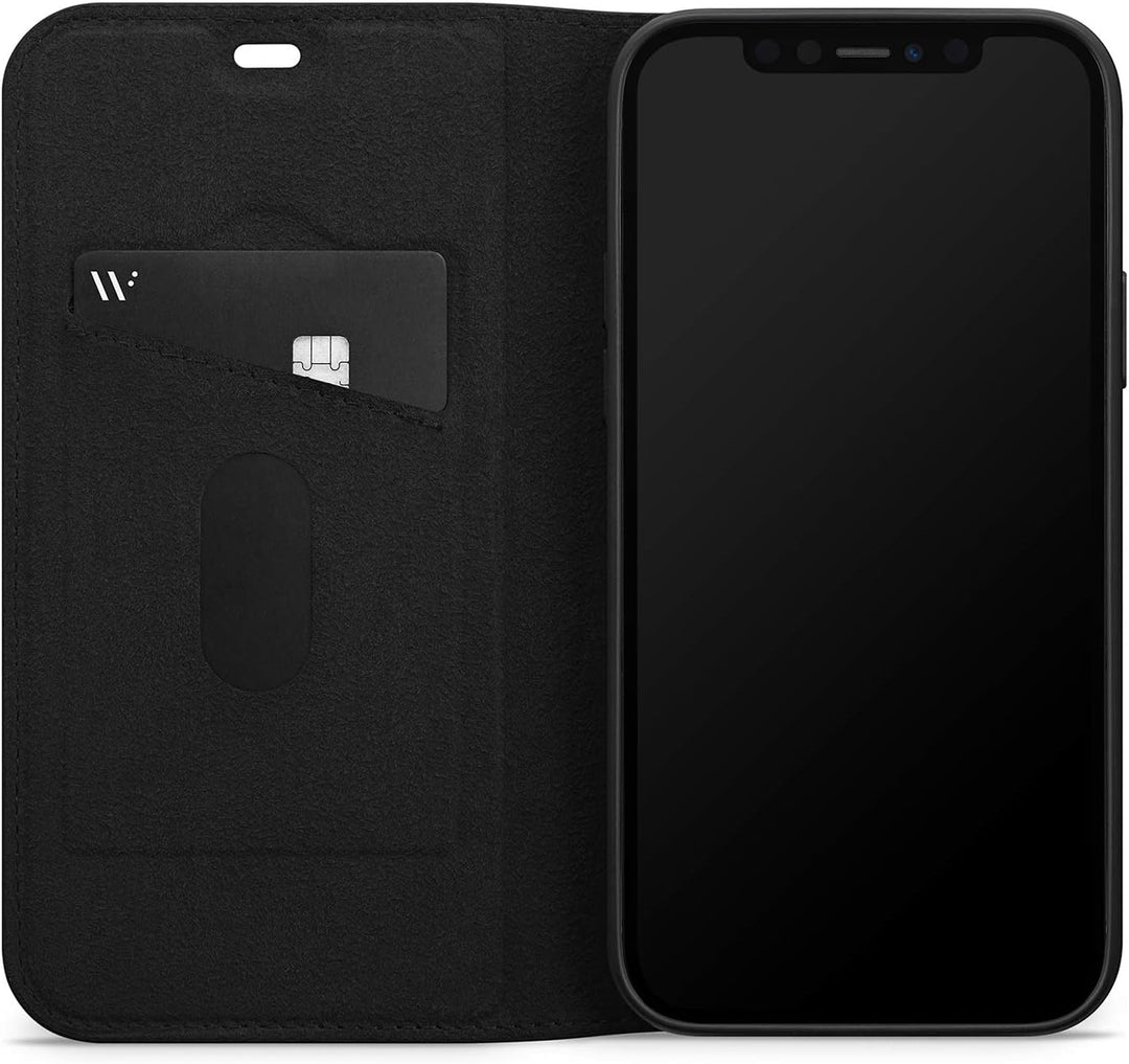 WIIUKA Lederhülle für iPhone 12/12 Pro Hülle - Travel - mit Kartenfach, extra Dünn, Premium Leder, m