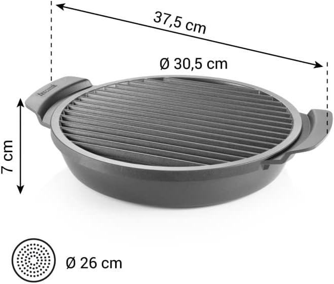 Tescoma Rauchfreie Grillpfanne PREMIUM für Gasherde I Power-Grill PARTY TIME I Gesundes Kochen, Anti