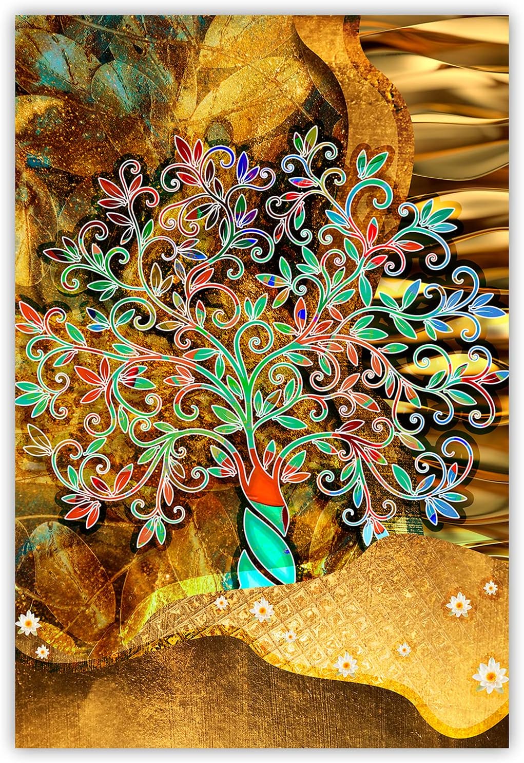 Feeby Bilder Baum des Lebens Gustav Klimt XXL 60x90 cm 1Teilig Wohnzimmer Schlafzimmer Modern Wandbi
