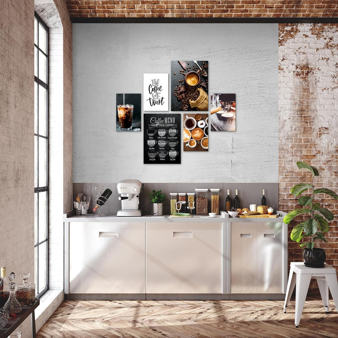 Novart Bilder Set - AUFHÄNGFERTIG - KEIN EXTRA RAHMEN BENÖTIGT - Kaffee Coffee Modern Küche - Esszim
