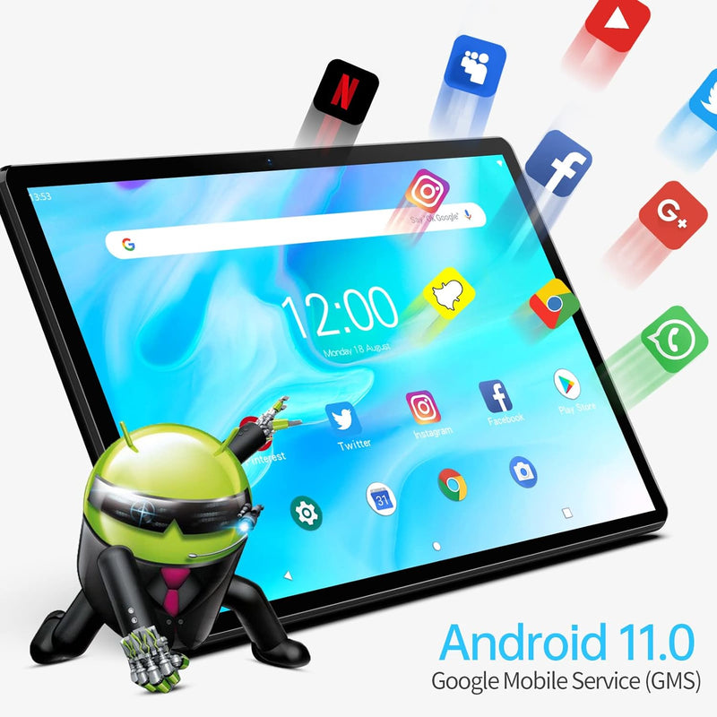 VASOUN M30 10 Zoll Android 11 Tablet, 3GB RAM, 64GB ROM, Quad Core 1.6 GHz Prozessor, 512GB erweiter