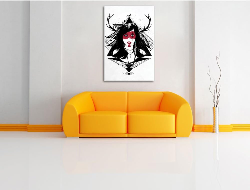 Pixxprint Indian White Bild auf Leinwand, XXL riesige Bilder fertig gerahmt mit Keilrahmen, Kunstdru