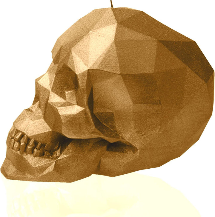 Candellana Kerze Kleiner Schädel Low Poly | Höhe: 12 cm | Klassisches Gold | Totenkopf | Handgeferti