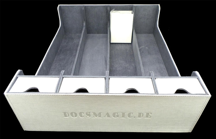 docsmagic.de Premium 4-Row Trading Card Storage Box White + Trays & Divider - MTG PKM YGO - Aufbewah