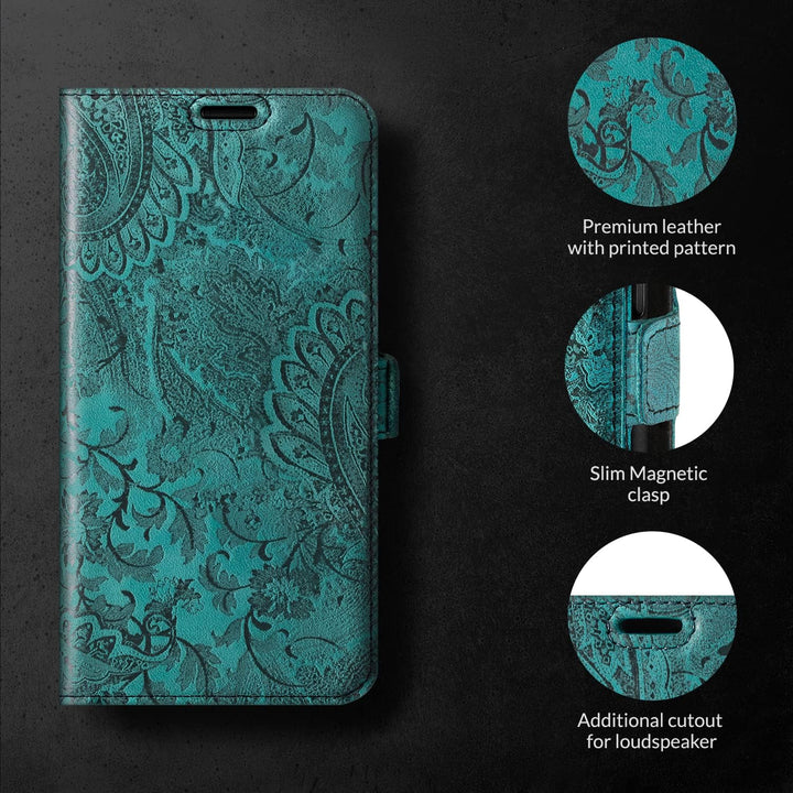 SURAZO Premium 2.0 Handyhülle für Apple iPhone 14 Hülle Leder – Klappbare Echtleder Schutzhülle [mit