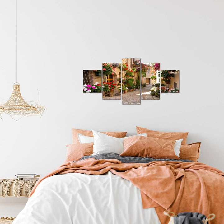 Runa Art Wandbilder Mediterran Italien 5 Teilig Bild auf Vlies Leinwand Deko Wohnzimmer Schlafzimmer