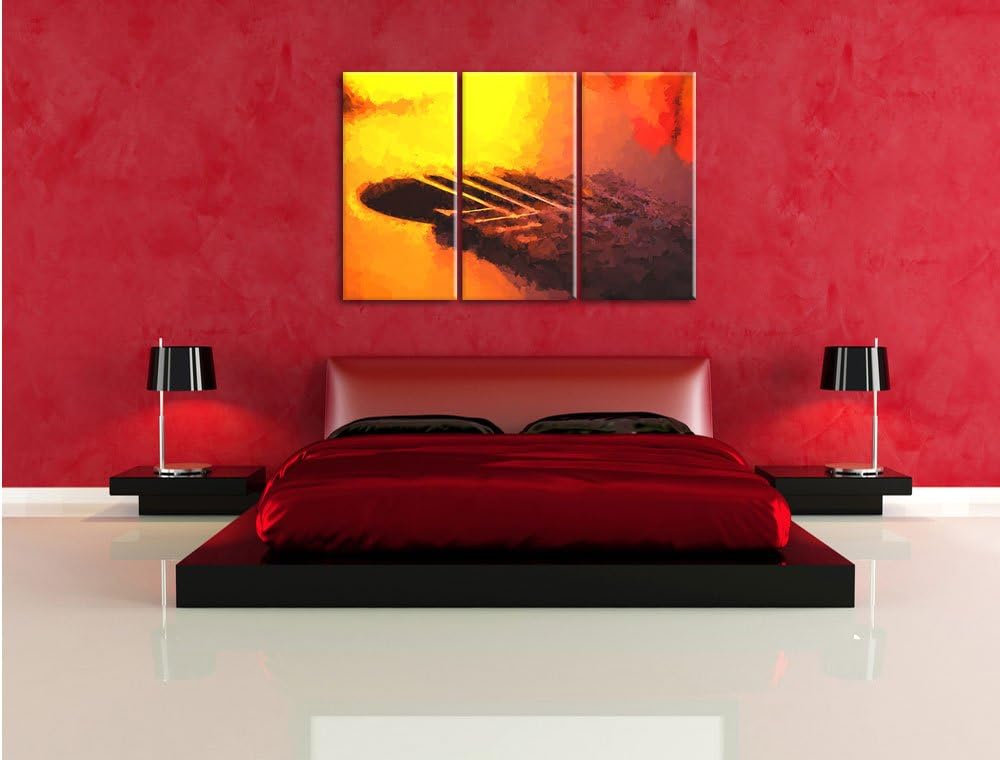 Pixxprint Gitarre als Leinwandbild/Grösse: 3 Teilig (120x80 cm) cm/Wandbild/Kunstdruck/fertig bespan