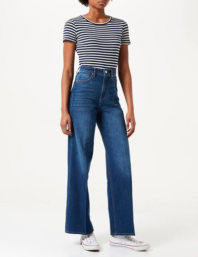 s.Oliver Damen Regular: Jeans-Culotte 34W / 30L Blue Stretched Den, 34W / 30L Blue Stretched Den