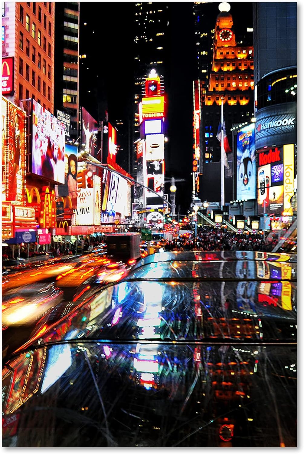 Feeby Vlies Leinwandbild Nacht Times Square New York 60x90 cm Druckbild Wandbild Wanddekoration Deko