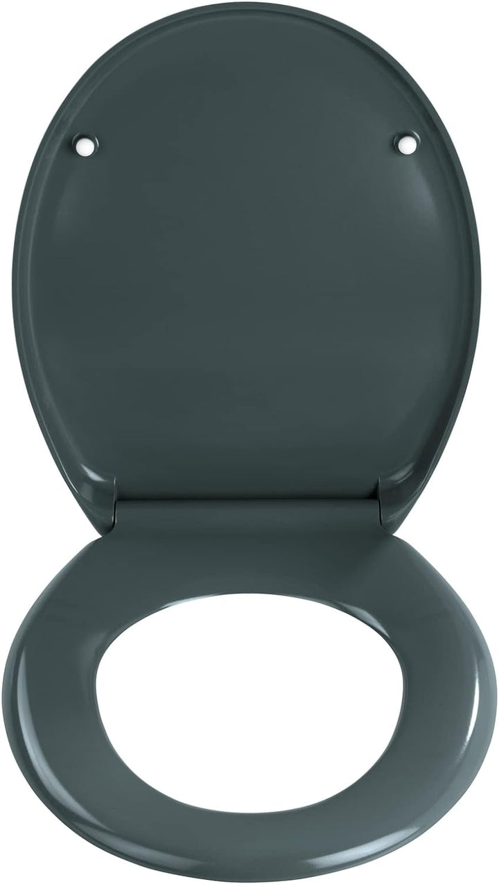WENKO WC-Sitz Ottana Dunkelgrau, hygienischer Toilettensitz mit Absenkautomatik, WC-Deckel mit Fix-C
