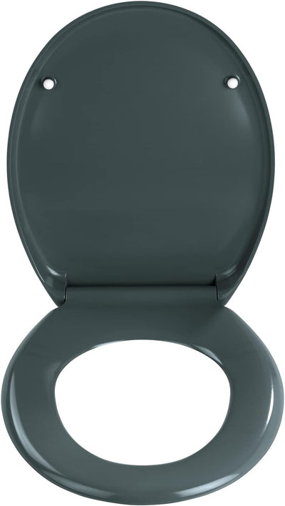 WENKO WC-Sitz Ottana Dunkelgrau, hygienischer Toilettensitz mit Absenkautomatik, WC-Deckel mit Fix-C