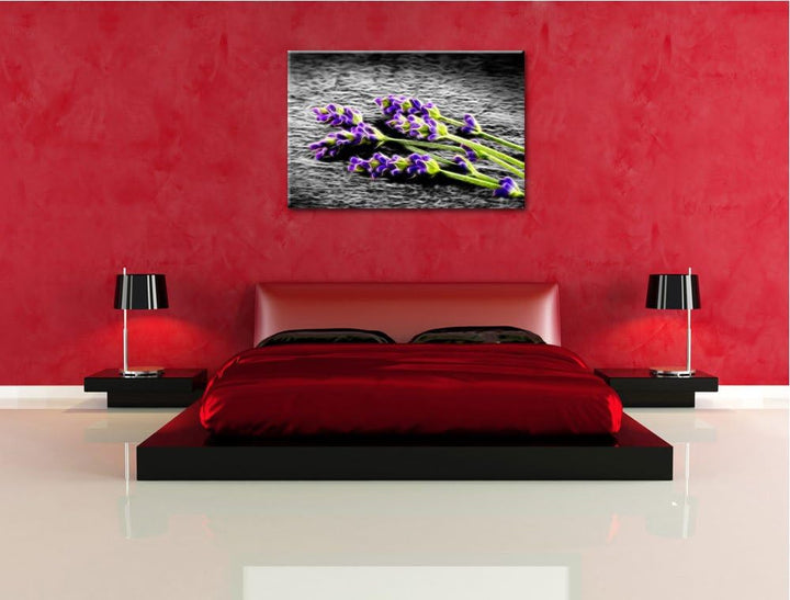 schöner Lavendel auf Stamm Format: 100x70 auf Leinwand, XXL riesige Bilder fertig gerahmt mit Keilra