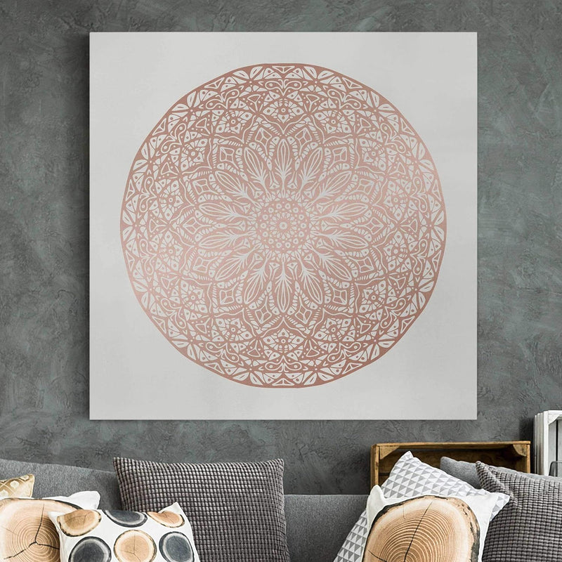 Bilderwelten Leinwandbild Mandala Ornament in Kupfergold Quadrat 1:1 30 x 30cm Canvas 30cm x 30cm -