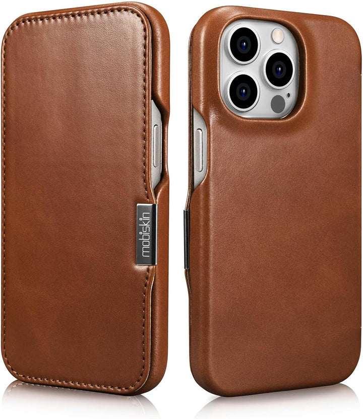 Mobiskin Hülle für iPhone 15 PRO (6,1 Zoll), Handyhülle mit Leder, Case kompatibel mit MagSafe, Schu