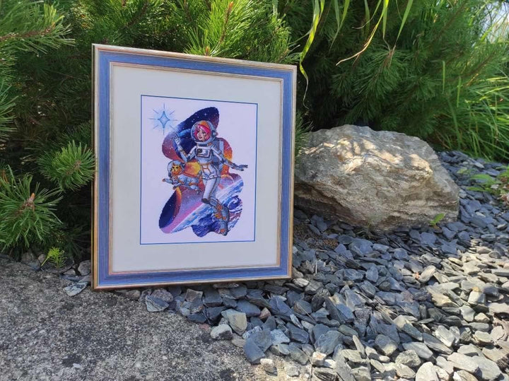 Riolis Kreuzstich Set Direkt zu den Sternen, Zählmuster, 24x30cm