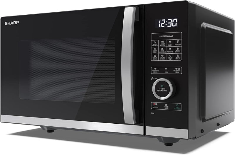 SHARP QG234AEB Mikrowelle mit Grill (Mikrowelle: 900W, Grill: 1000W, 10 Leistungsstufen, Auftaufunkt