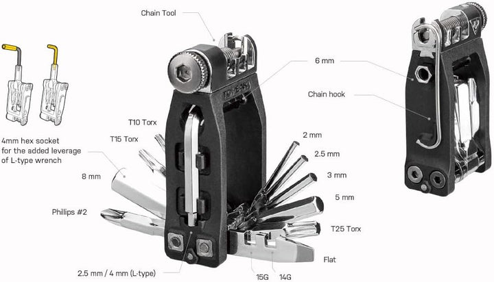 Topeak Llave Multiherramient Ninja Master+ T16 Schlüssel, Mehrfarbig (Mehrfarbig), Einheitsgrösse
