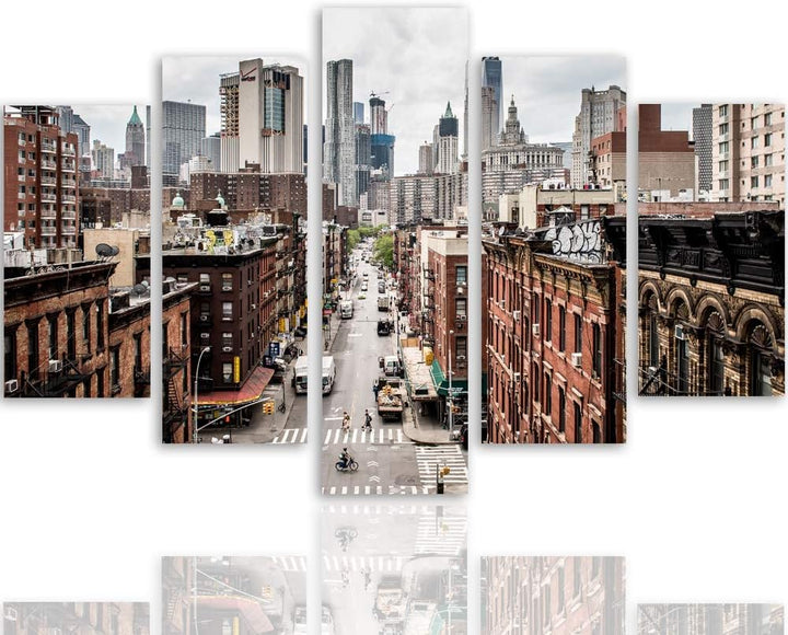 Feeby Wandbild XXL 5 tlg New York Deco Panel Bild Brooklyn Architektur bunt 300x140 cm Deco panel 30