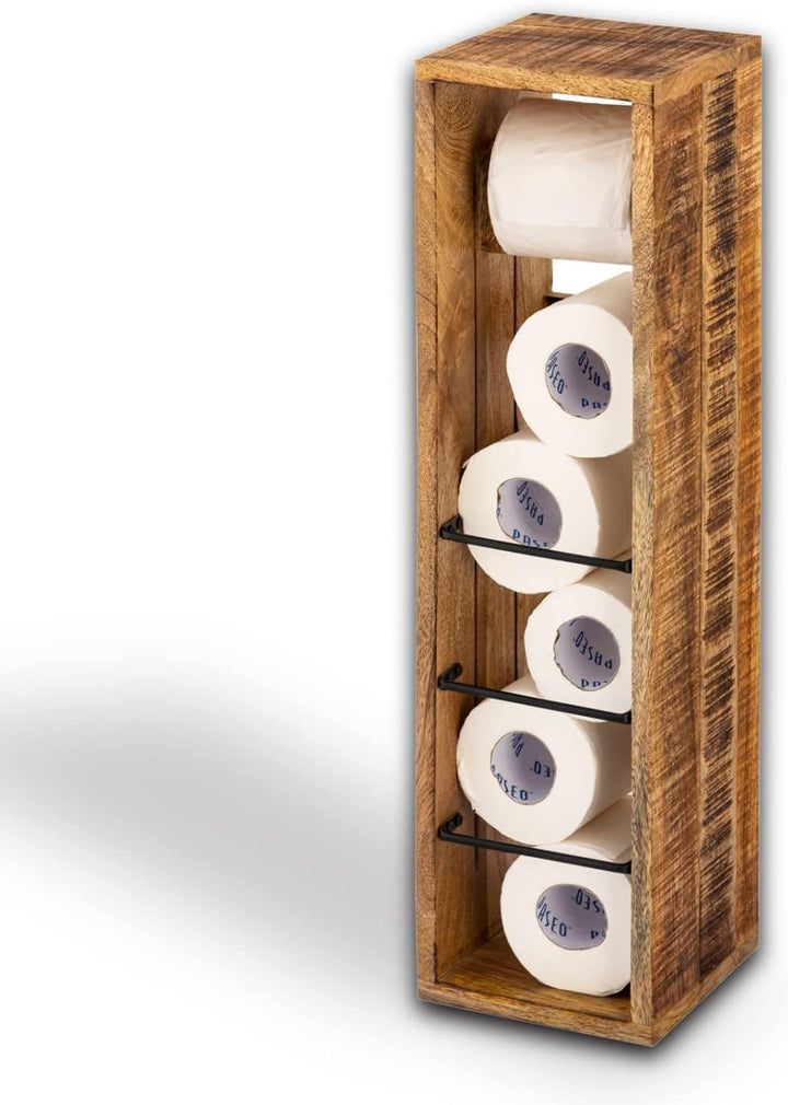 casamia Toilettenpapierhalter Holz 17x17 H 65 cm Klopapierhalter Klorollenhalter aus quadratisch Man