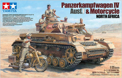 TAMIYA 25208 1:35 Dt. PzKpfw.IV AUSF.F m. Krad DAK - Modellbau, Plastik Bausatz, Hobby, Basteln, Kle