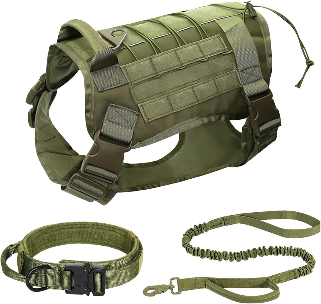 ALLSOPETS Taktisches Hundegeschirr Hundehalsband und Leine 3 Set Hundegeschirr für Mittel Gross Hund