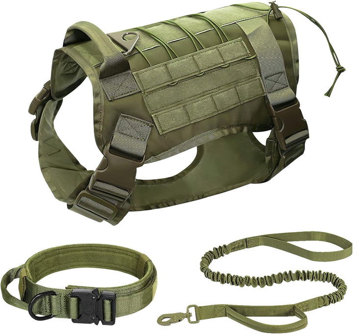 ALLSOPETS Taktisches Hundegeschirr Hundehalsband und Leine 3 Set Hundegeschirr für Mittel Gross Hund