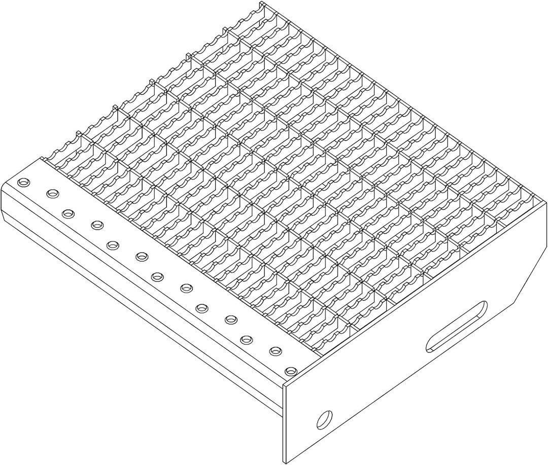 SPH Gitterroststufe verzinkt 800x240mm Maschenweite 30x10mm MIT GLEITSCHUTZ/RUTSCHFEST