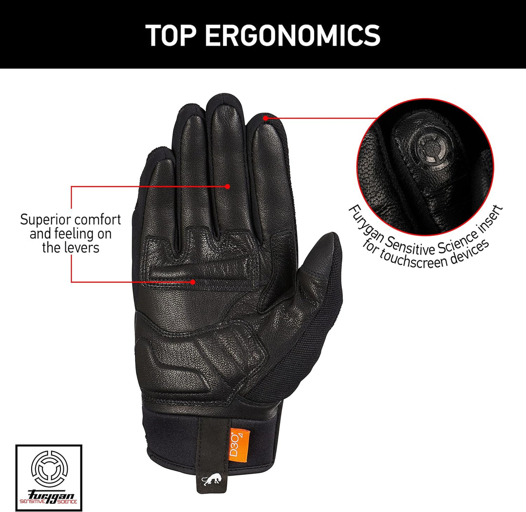 Furygan JET D3O Lady - Motorradhandschuhe Damen – Sommerhandschuhe - Atmungsaktiv & leicht - D3O Auf