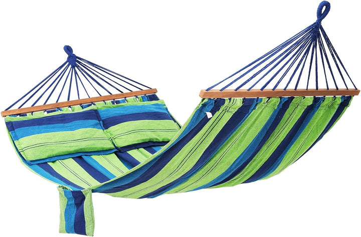 SONGMICS Hängematte mit 2 Kissen, Liegefläche ca. 210 x 150 cm, Belastbarkeit bis 300 kg GDC22L, Lar