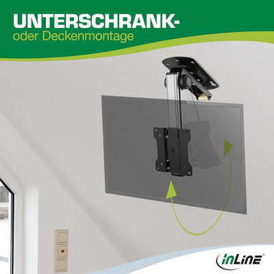 InLine – Unterschrank Monitor Halterung, klappbare Deckenhalterung für TV & Fernseher bis 27 Zoll (6