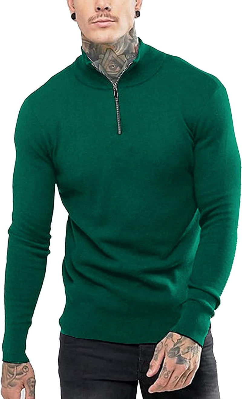 COOFANDY Männer Langarmshirt Knit Unterhemd 1/4 Zipper Sweatshirt Langarm Regular Fit Pullover Dunke