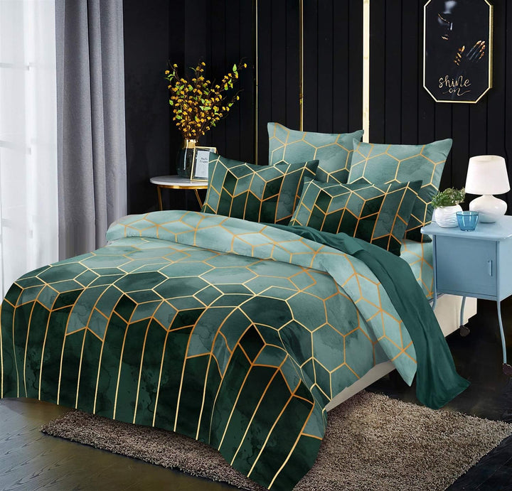 Luofanfei Microfaser Bettwäsche 200x220 Grün Streifen Geometrisch Gestreift Bettwaesche Doppelbett S