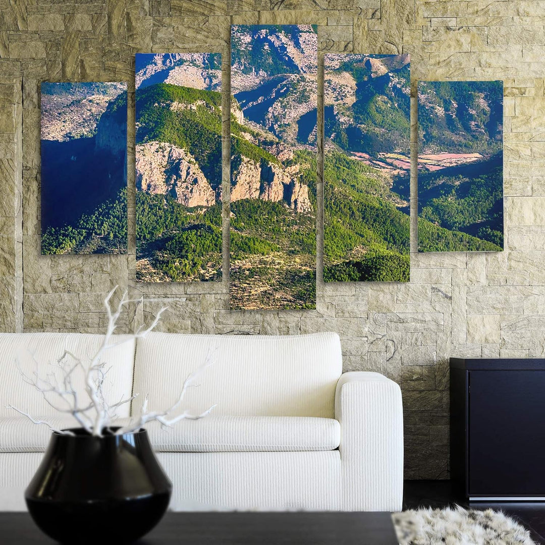Feeby Wandbild XXL 5 tlg Landschaft Deco Panel Bild Berge Natur Alpen grün 300x140 cm Deco panel 300