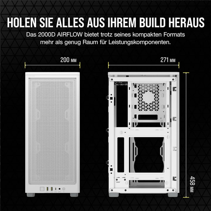 Corsair 2000D Airflow PC-Gehäuse Mini ITX – Format Mini ITX – Platten aus Netzstahl – DREI GPU-Steck