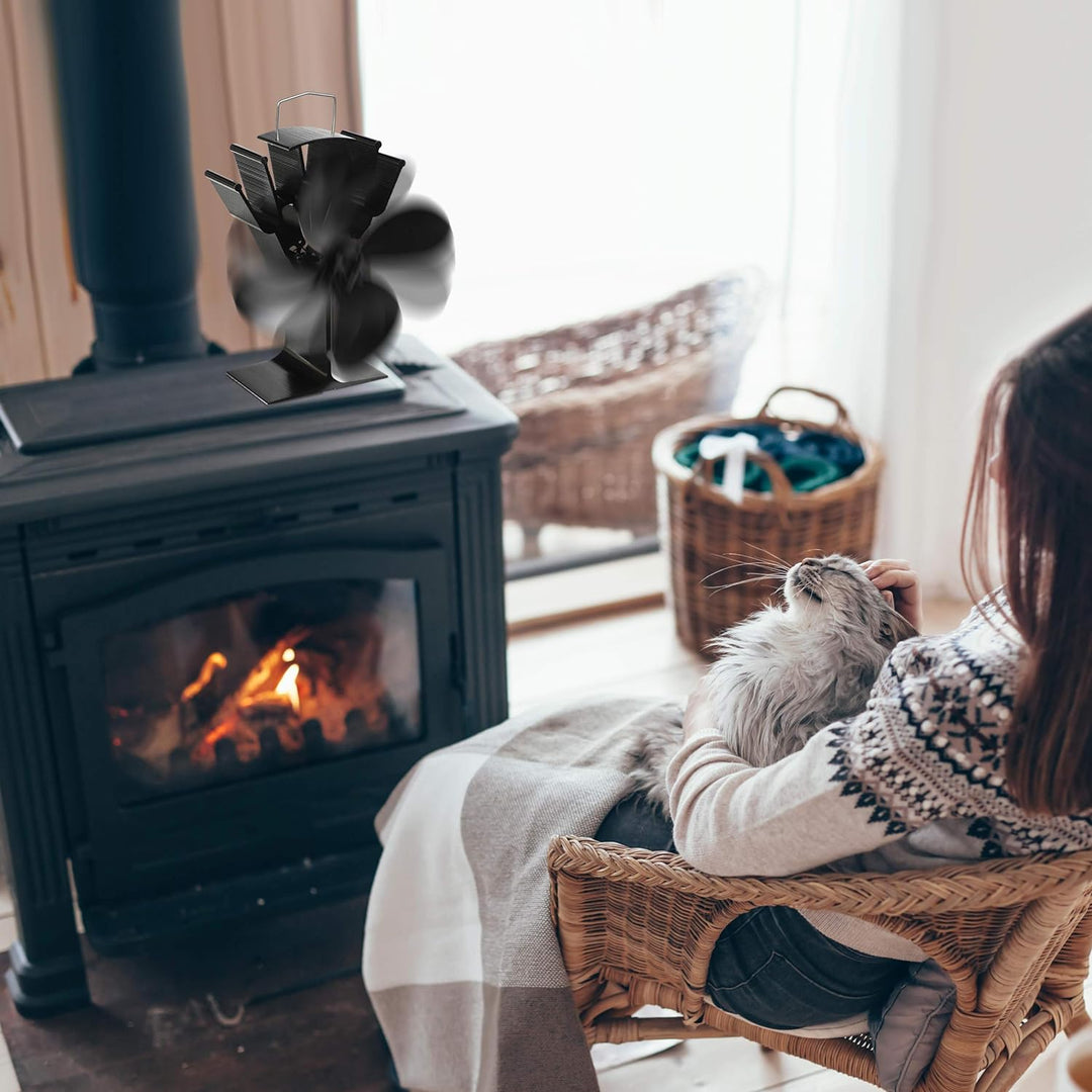 Kaminventilator Ofenventilator Lüfter ohne Strom - 4 Blätter, betrieben durch Wärmeenergie, geräusch