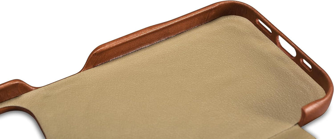 Mobiskin Hülle für iPhone 15 PRO (6,1 Zoll), Handyhülle mit Leder, Case kompatibel mit MagSafe, Schu