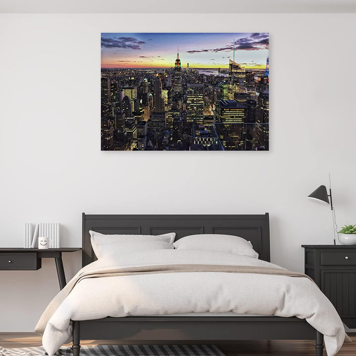 Feeby Vlies Leinwandbild XXL New York Manhattan Empire State Building 120x80 cm Wandbild Kunst Bilde