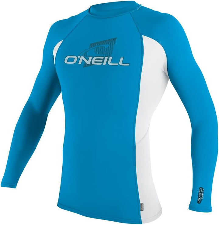 O'Neill Rash Vests - O'Neill Youth Skins Long Sleeve Crew Rash Vest - Sky/ White/ Sky