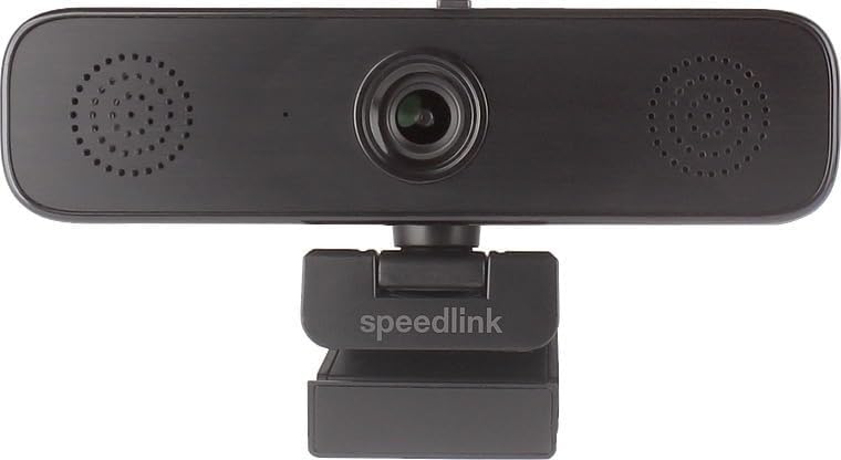 Speedlink AUDIVIS Full HD Conference Webcam – 100° Bildwinkel, integrierte Lautsprecher, schwarz