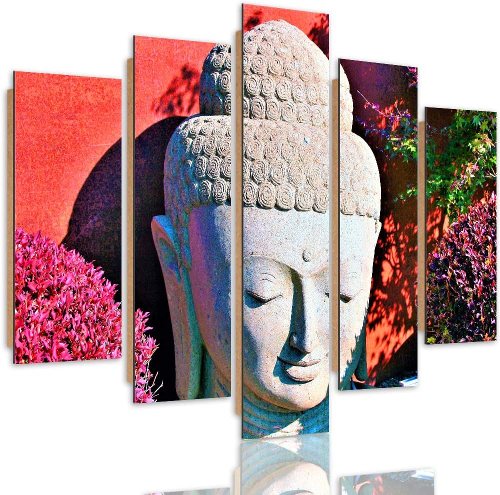 Feeby Wandbild XXL 5 tlg Buddha Deco Panel Bild Orient Religion Spa rosa 300x140 cm Deco panel 300x1