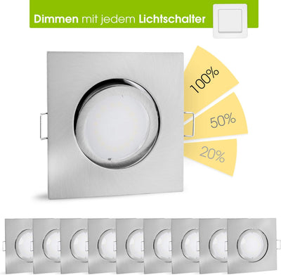 linovum 10 Stück fourSTEP Deckenspots LED schwenkbar dimmen ohne Dimmer - LED GU10 5W warmweiss - Ei