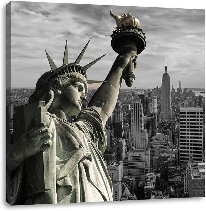 Pixxprint Freiheitsstatue in New York als Leinwandbild/Grösse: 70x70 cm/Wandbild/Kunstdruck/fertig b