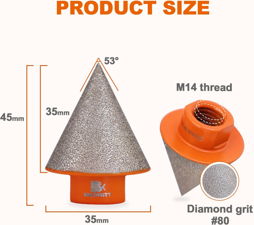 Diamant-Fasenbohrer 35mm - BRSCHNITT Diamant Fasenbits Fingerfräser zum Vergrössern Löcher in Fliese