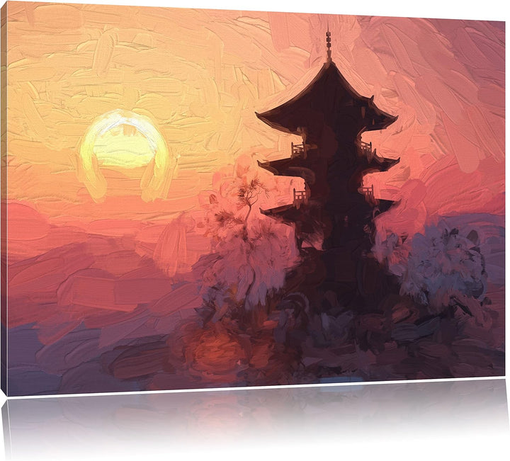 Pixxprint Buddhistischer Tempel in Asien als Leinwandbild/Grösse: 100x70 cm/Wandbild/Kunstdruck/fert