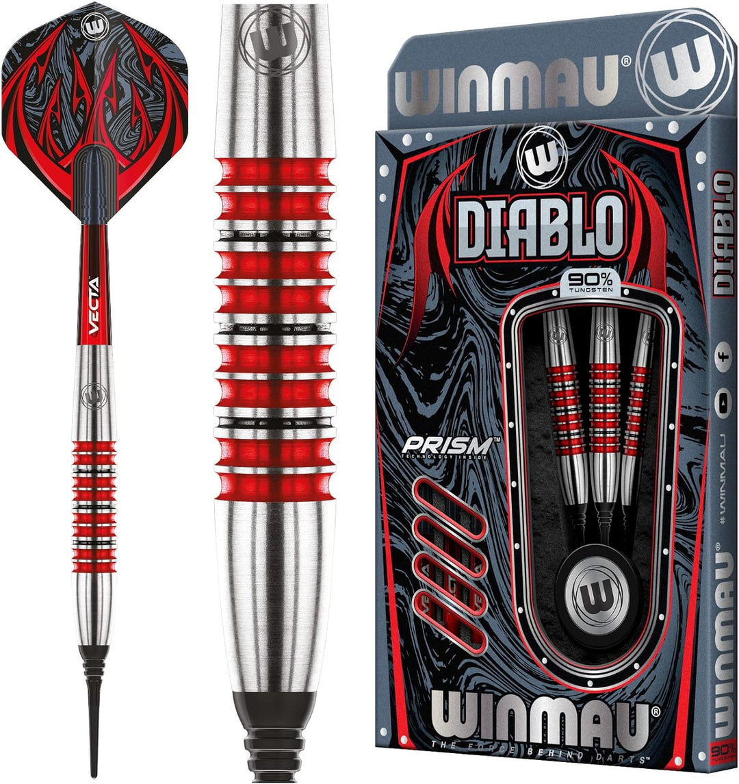 WINMAU Diablo Profi Softip Wolfram Dartpfeile mit Flüge und Stiele (Wellen) 20g Torpedo, 20g Torpedo