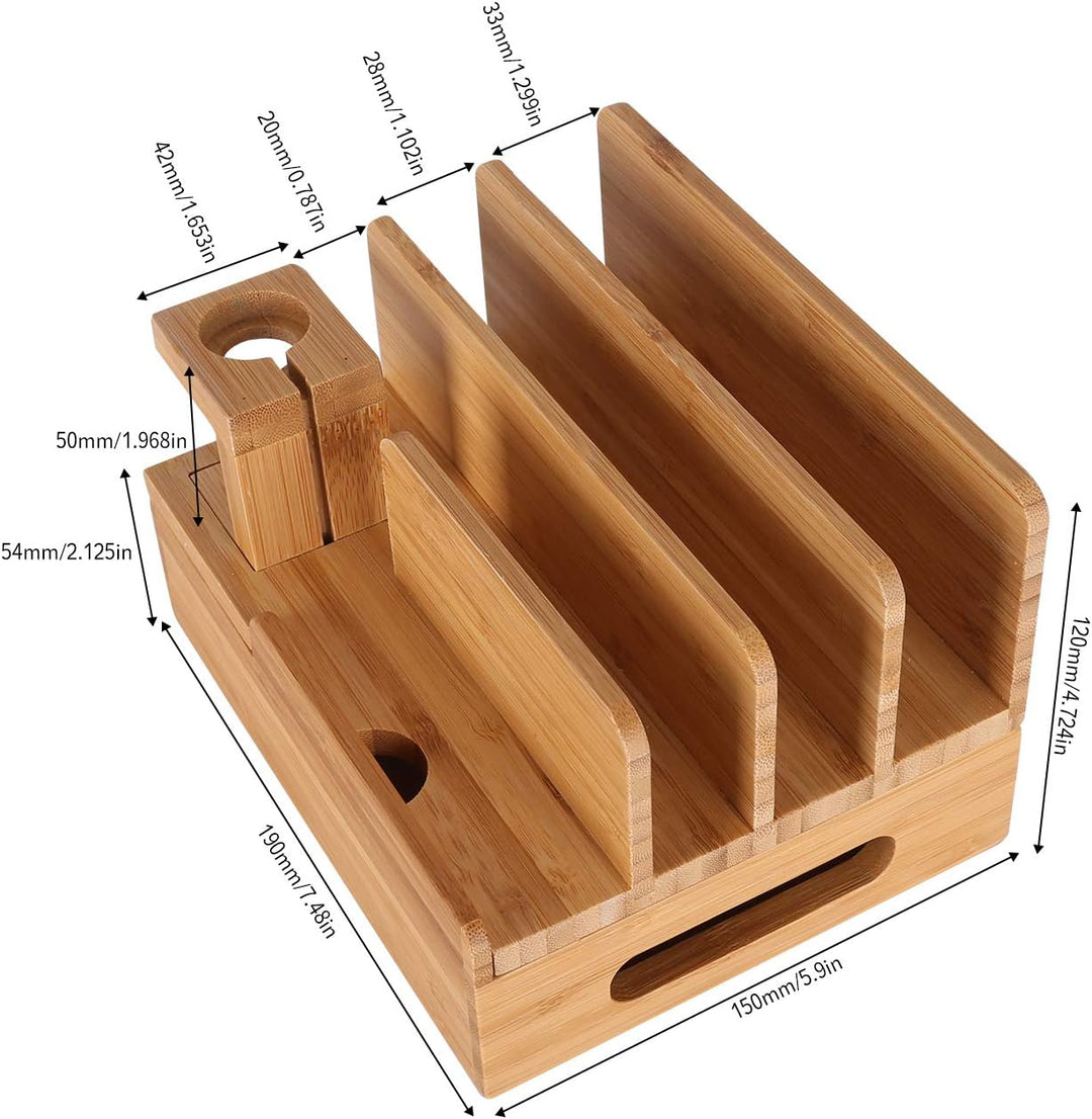 Bambus Holz Multi-Gerät Desktop Ladestation Halterung Ladegerät Halter Wiege Ständer compatible with