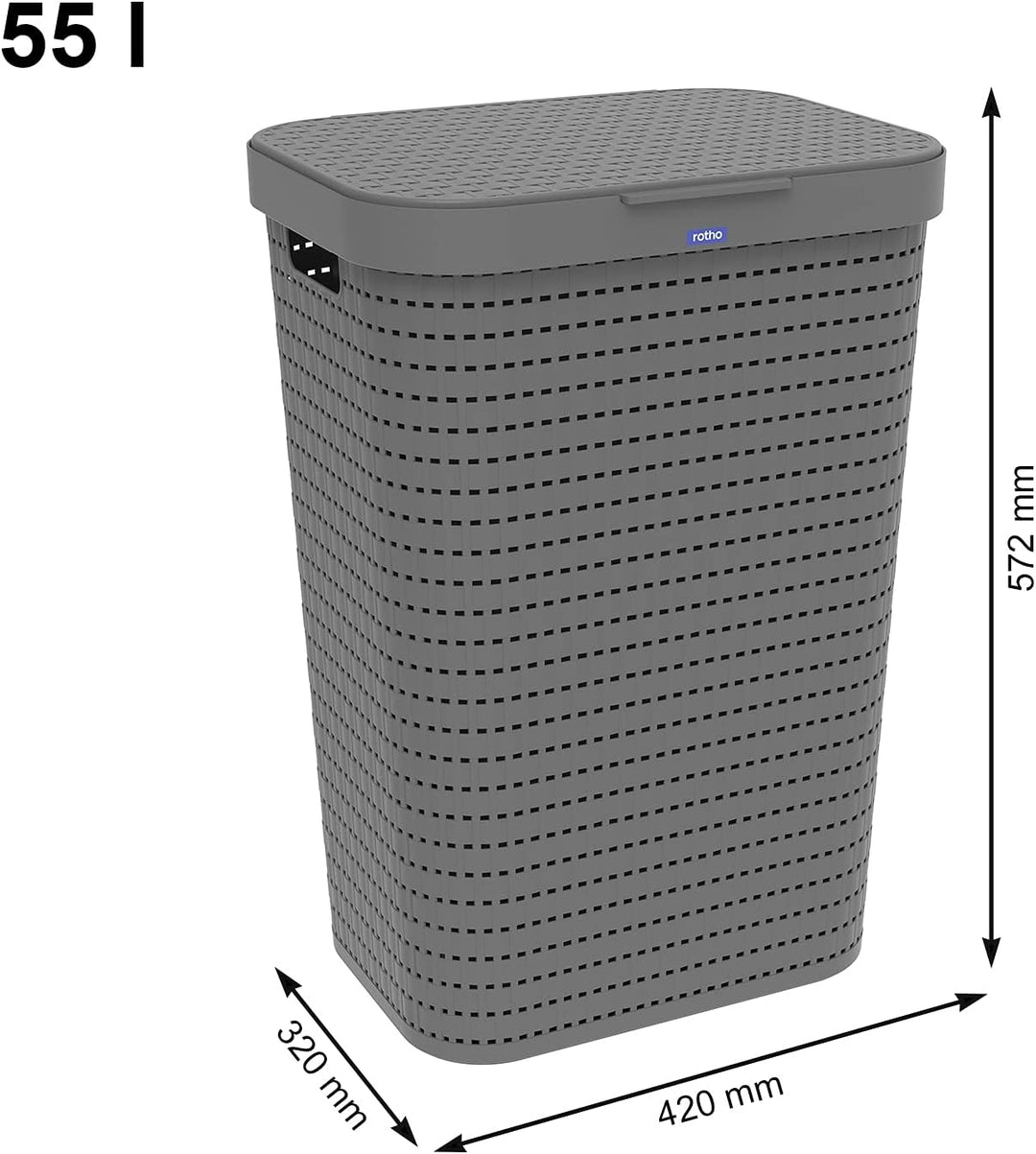 Rotho Country Wäscheset 2tlg. 55l, 40l, Kunststoff (PP) BPA-frei, anthrazit, 55l, 40l, Anthrazit