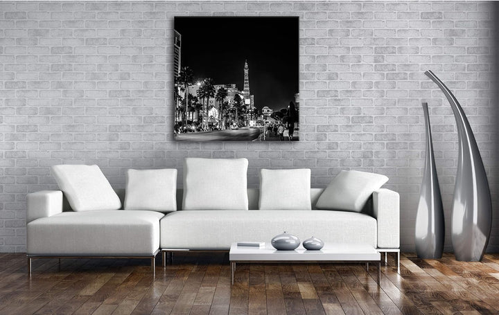 deyoli Innenstadt von Las Vegas bei Nacht Format: 70x70 Effekt: Schwarz&Weiss als Leinwandbild, Moti