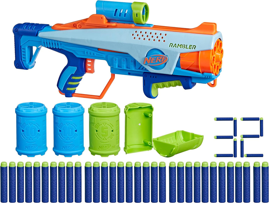 Nerf Elite Junior Rookie Pack, Easy-Play Blaster, 32 Nerf Elite Darts, 4 Ziele, Rookie Pack