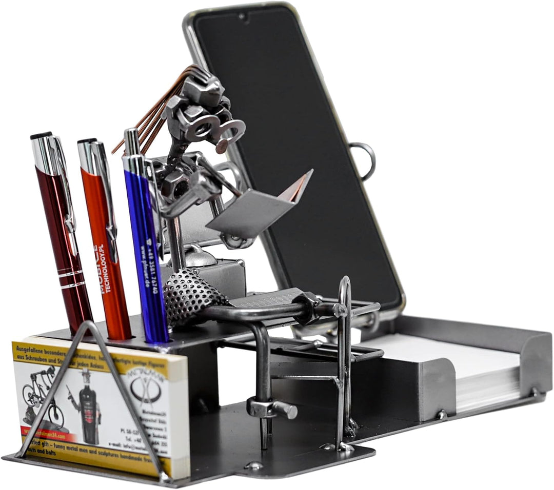metalman24 Schraubenmännchen BÜRO PC Frau Schreibtisch Organizer HANDYHALTER handgefertigte ausgefal